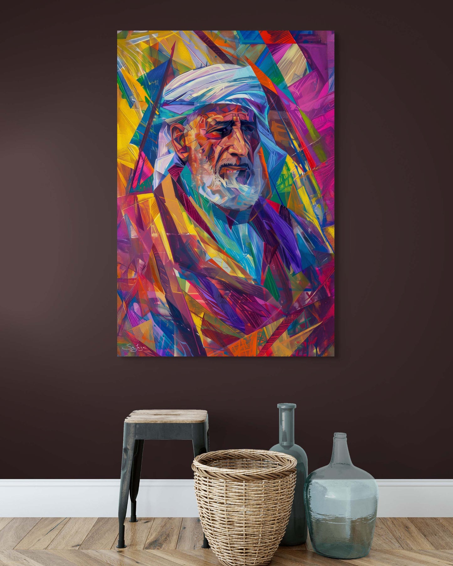 Expressive Abstract Art portrait of an elderly Saudi man from Saudi Arabia – Flow Edition V4 by Safaya