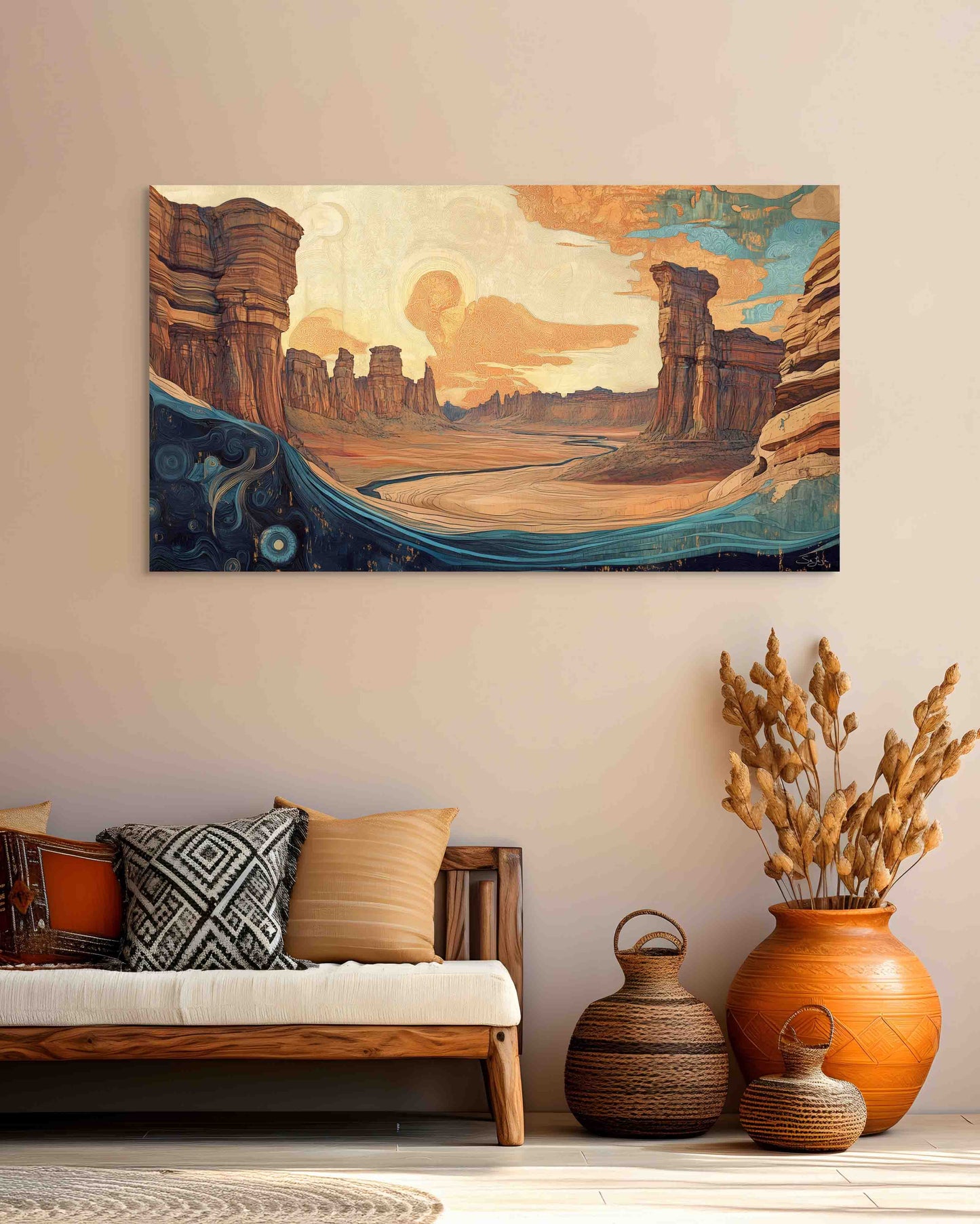 Elegant Nouveau Art depiction of Edge of the World, Saudi Arabia – Flow Edition V1 by Safaya