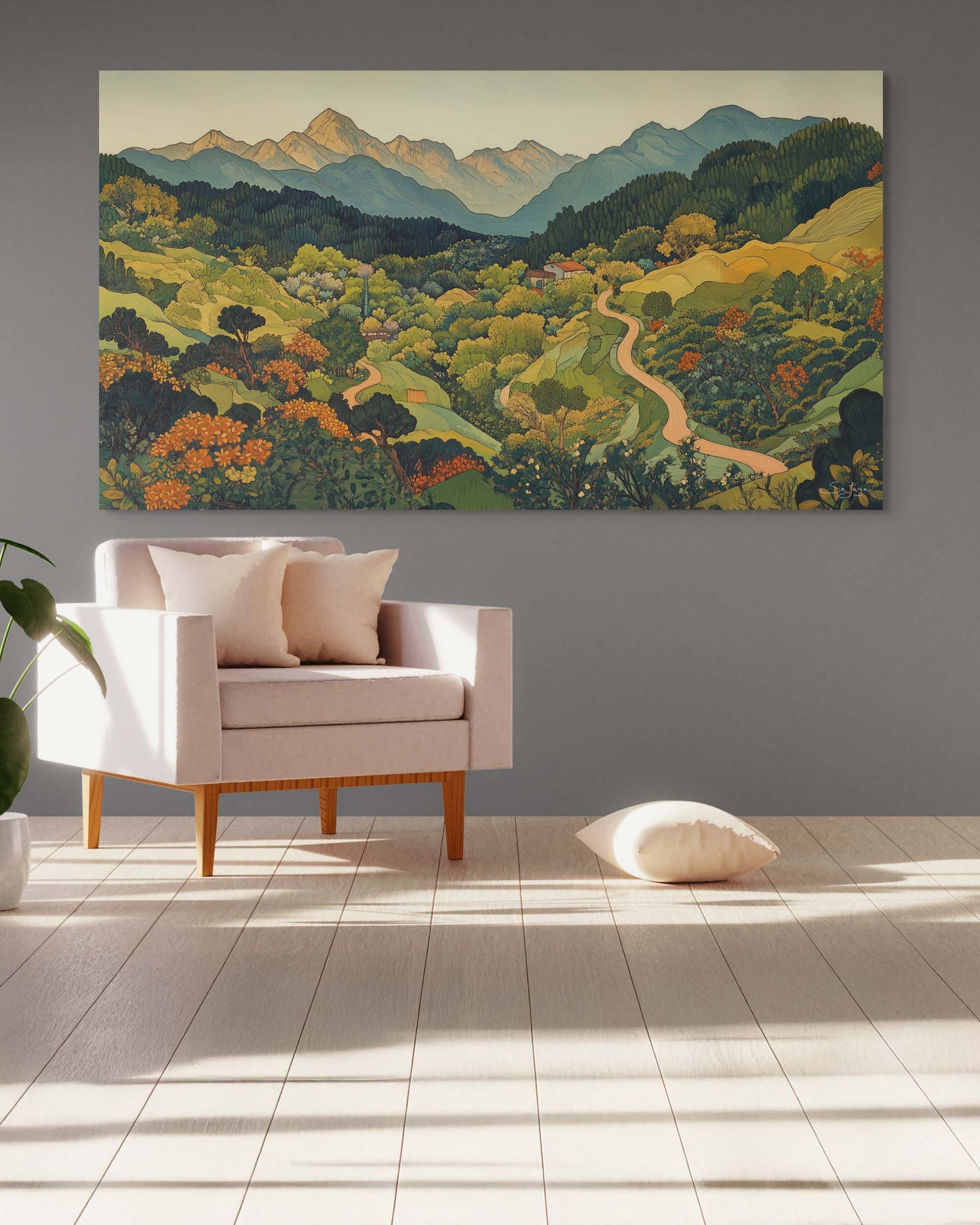 Elegant Nouveau Art depiction of Taif Mountains, Saudi Arabia – Flow Edition V1 by Safaya