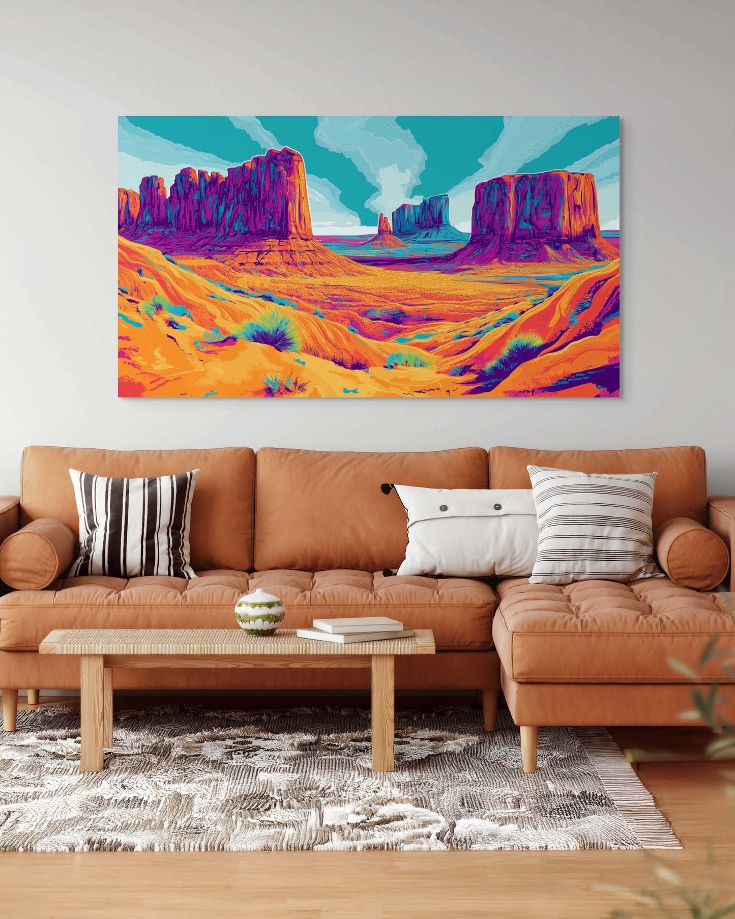 Vibrant Pop Art depiction of Edge of the World, Saudi Arabia – Flow Edition V4 by Safaya
