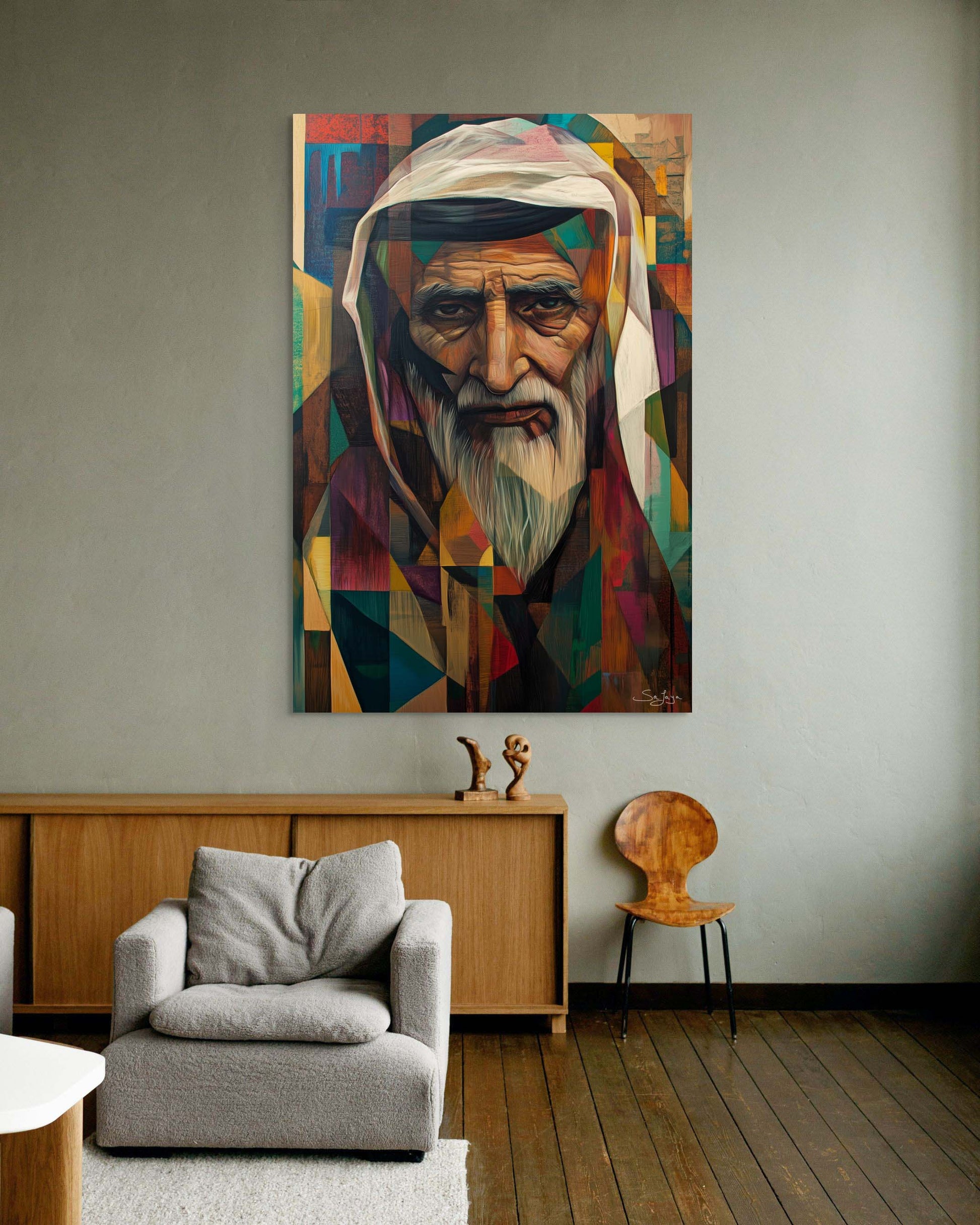 Expressive Abstract Art portrait of an elderly Saudi man from Saudi Arabia – Flow Edition V1 by Safaya