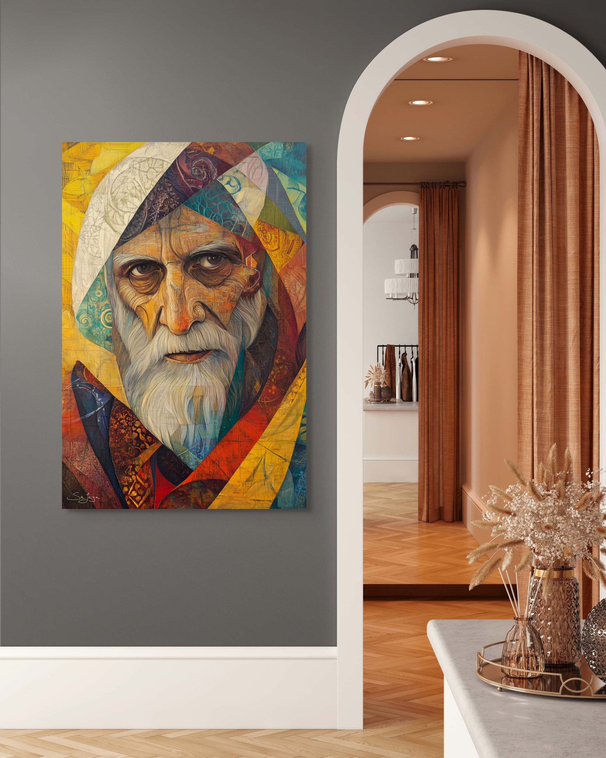 Expressive Abstract Art portrait of an elderly Saudi man from Saudi Arabia – Flow Edition V3 by Safaya