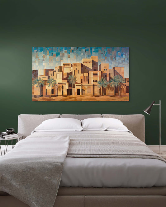 Bold Cubism-style artwork of Diriyah, Saudi Arabia – Flow Edition V2 by Safaya
