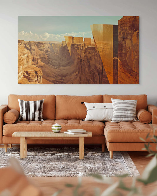 Bold Cubism-style artwork of Edge of the World, Saudi Arabia – Flow Edition V1 by Safaya