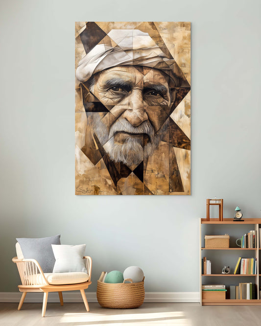 Striking Cubism portrait of an elderly Saudi man from Saudi Arabia – Flow Edition V2 by Safaya