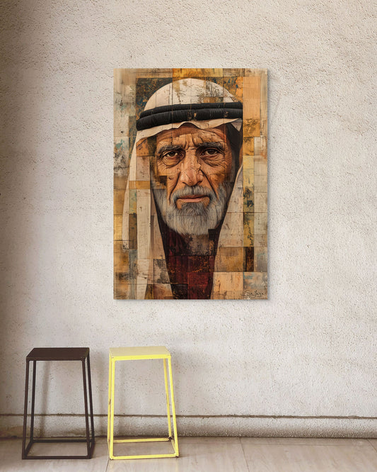 Striking Cubism portrait of an elderly Saudi man from Saudi Arabia – Flow Edition V3 by Safaya