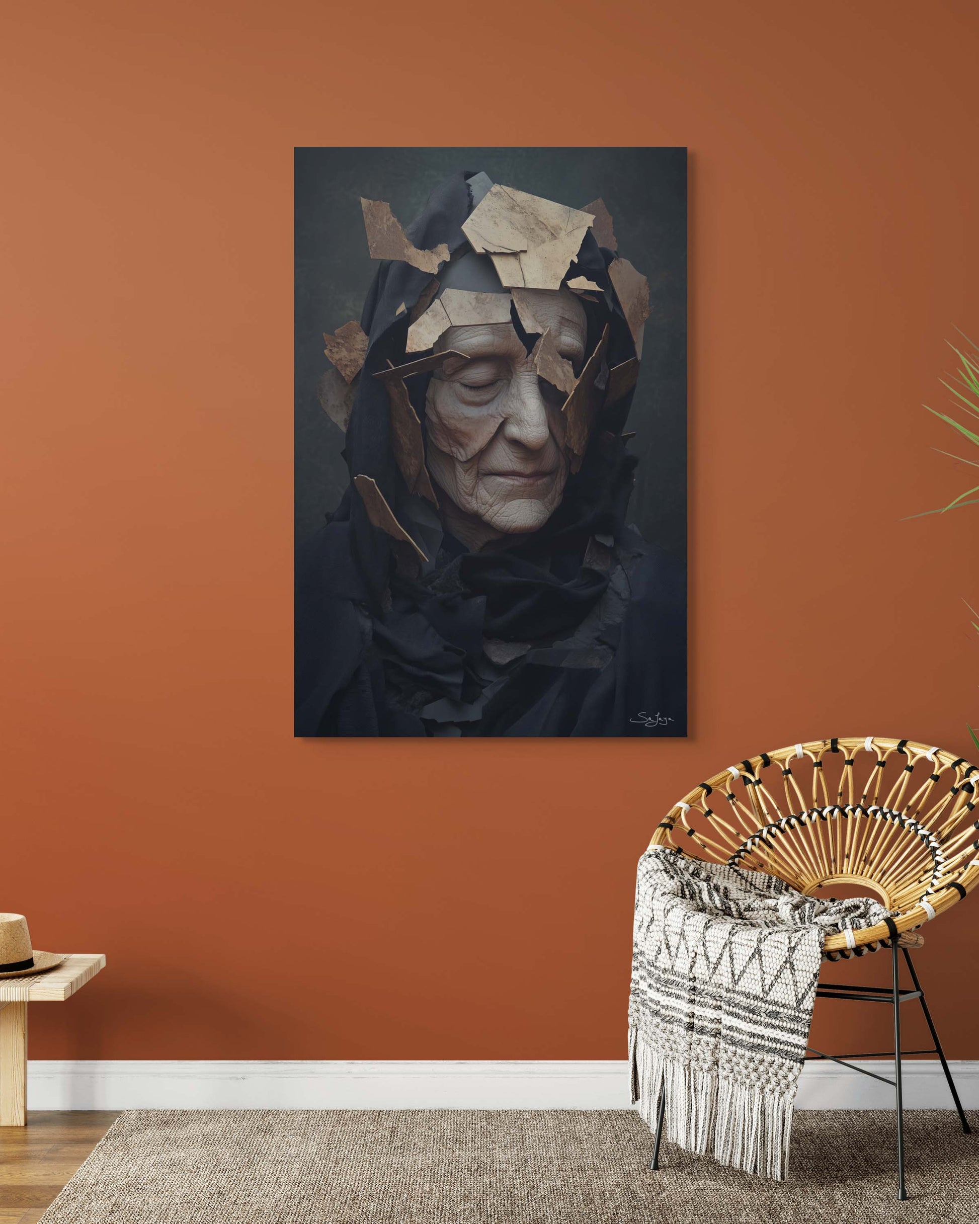 Striking Cubism portrait of an elderly Saudi woman from Saudi Arabia – Flow Edition V6 by Safaya