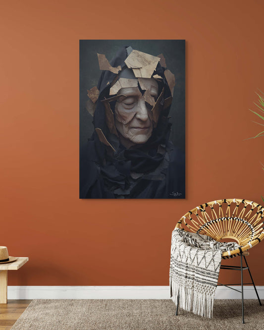 Striking Cubism portrait of an elderly Saudi woman from Saudi Arabia – Flow Edition V6 by Safaya