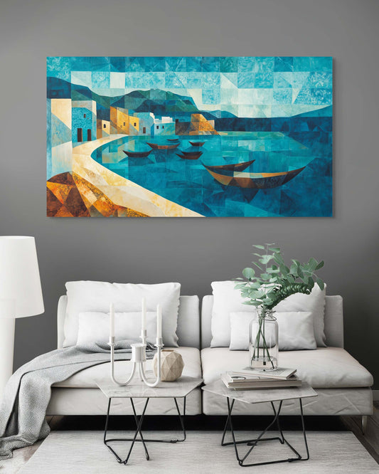 Striking Cubism-style artwork of Farasan Island, Saudi Arabia – Flow Edition V3 by Safaya