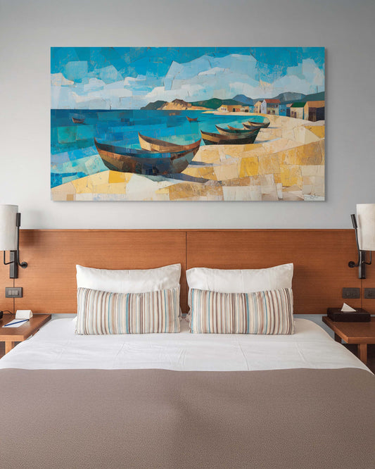 Bold Cubism-style artwork of Farasan Island, Saudi Arabia – Flow Edition V4 by Safaya