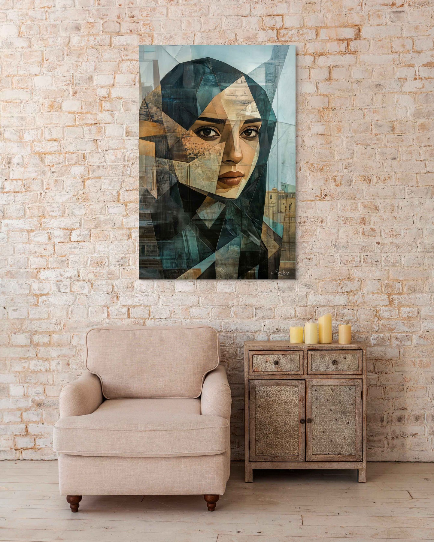 Striking Cubism portrait of a Saudi woman from Saudi Arabia – Crown Edition V7 by Safaya