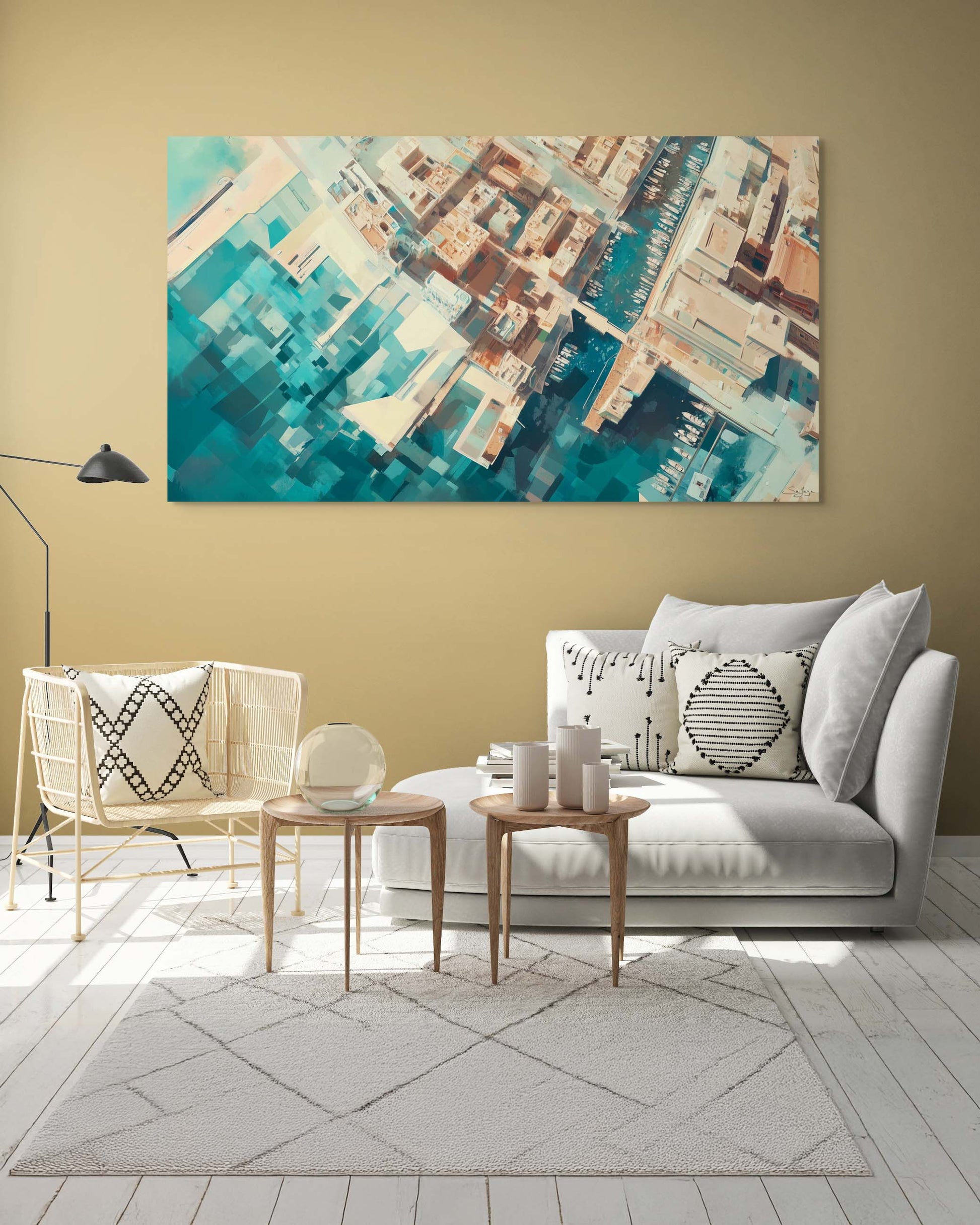 Bold Cubism-style artwork of Yanbu, Saudi Arabia – Flow Edition V2 by Safaya