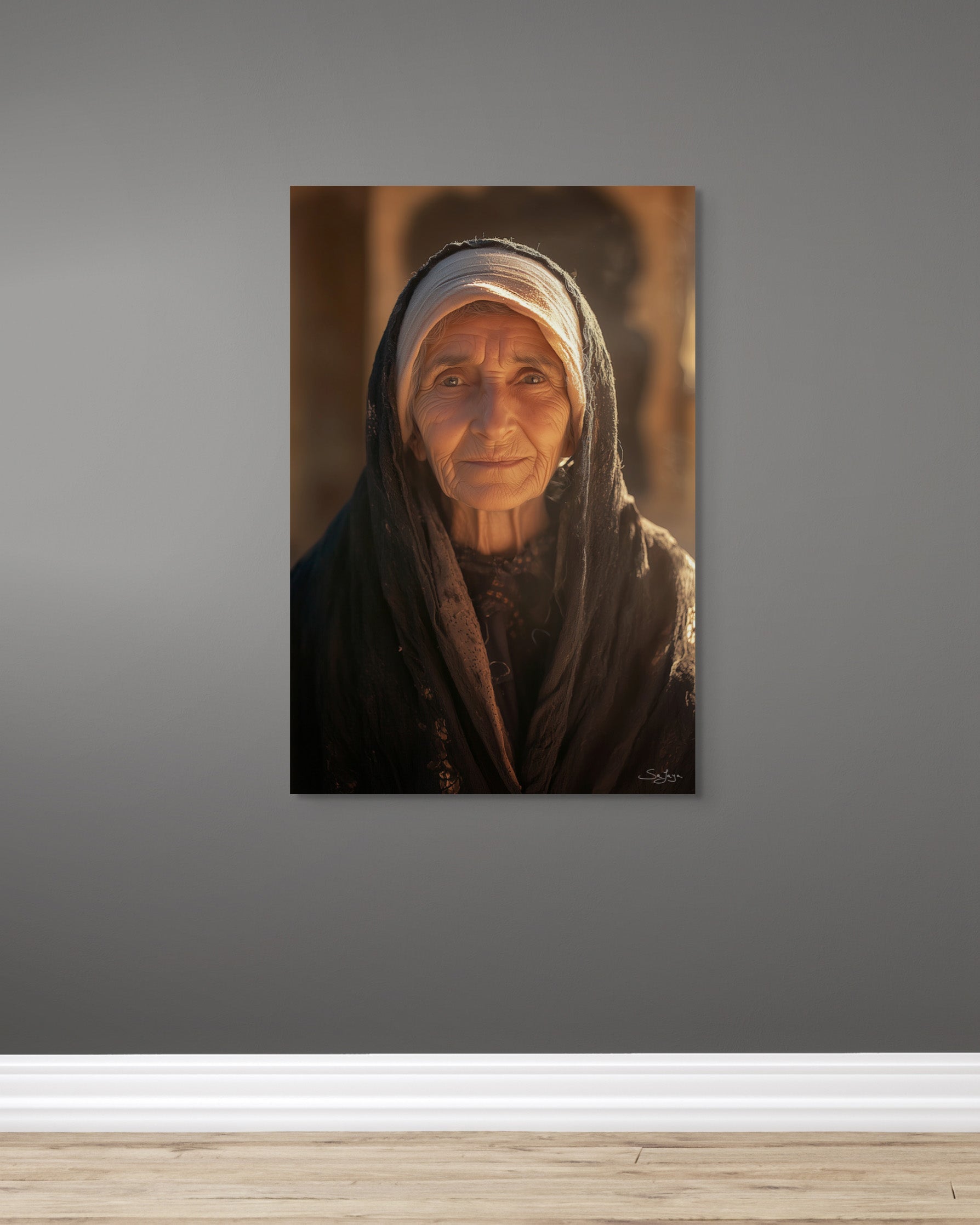 Graceful Impressionism portrait of an elderly Saudi woman from Saudi Arabia – Flow Edition V4 by Safaya