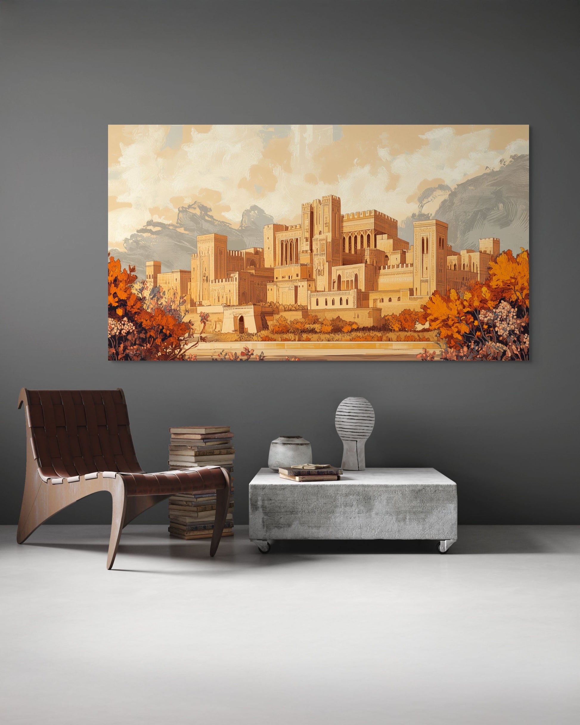 Elegant Nouveau Art depiction of Diriyah, Saudi Arabia – Crown Edition V2 by Safaya