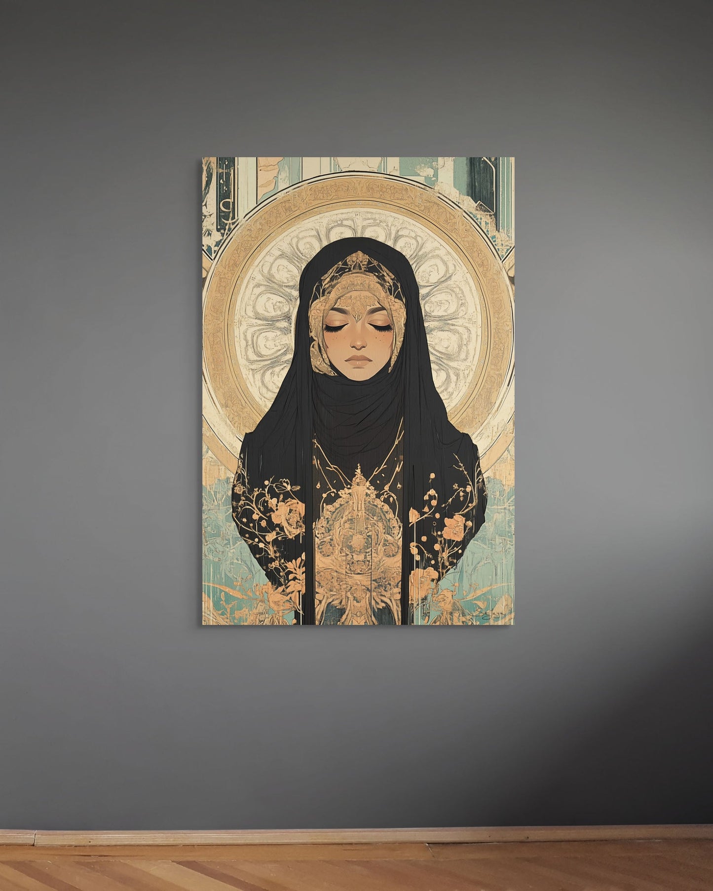 Elegant Nouveau Art portrait of an elderly Saudi woman from Saudi Arabia – Flow Edition V2 by Safaya