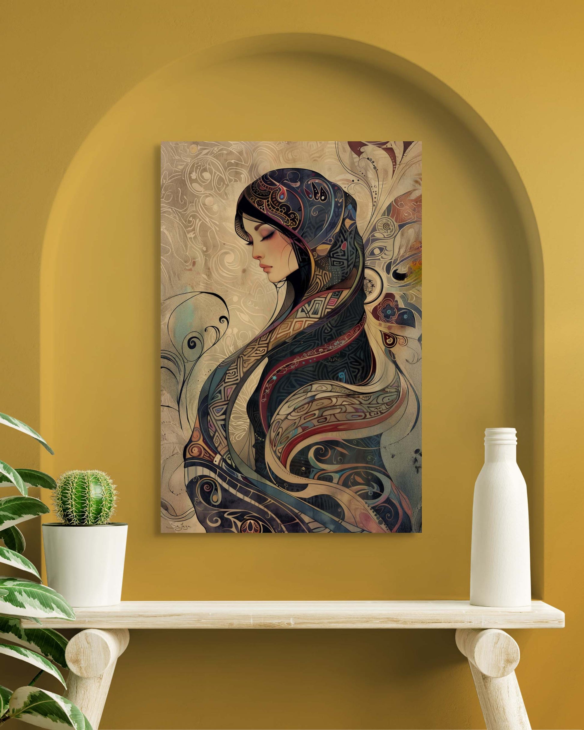 Elegant Nouveau Art portrait of a Saudi woman from Saudi Arabia – Flow Edition V4 by Safaya