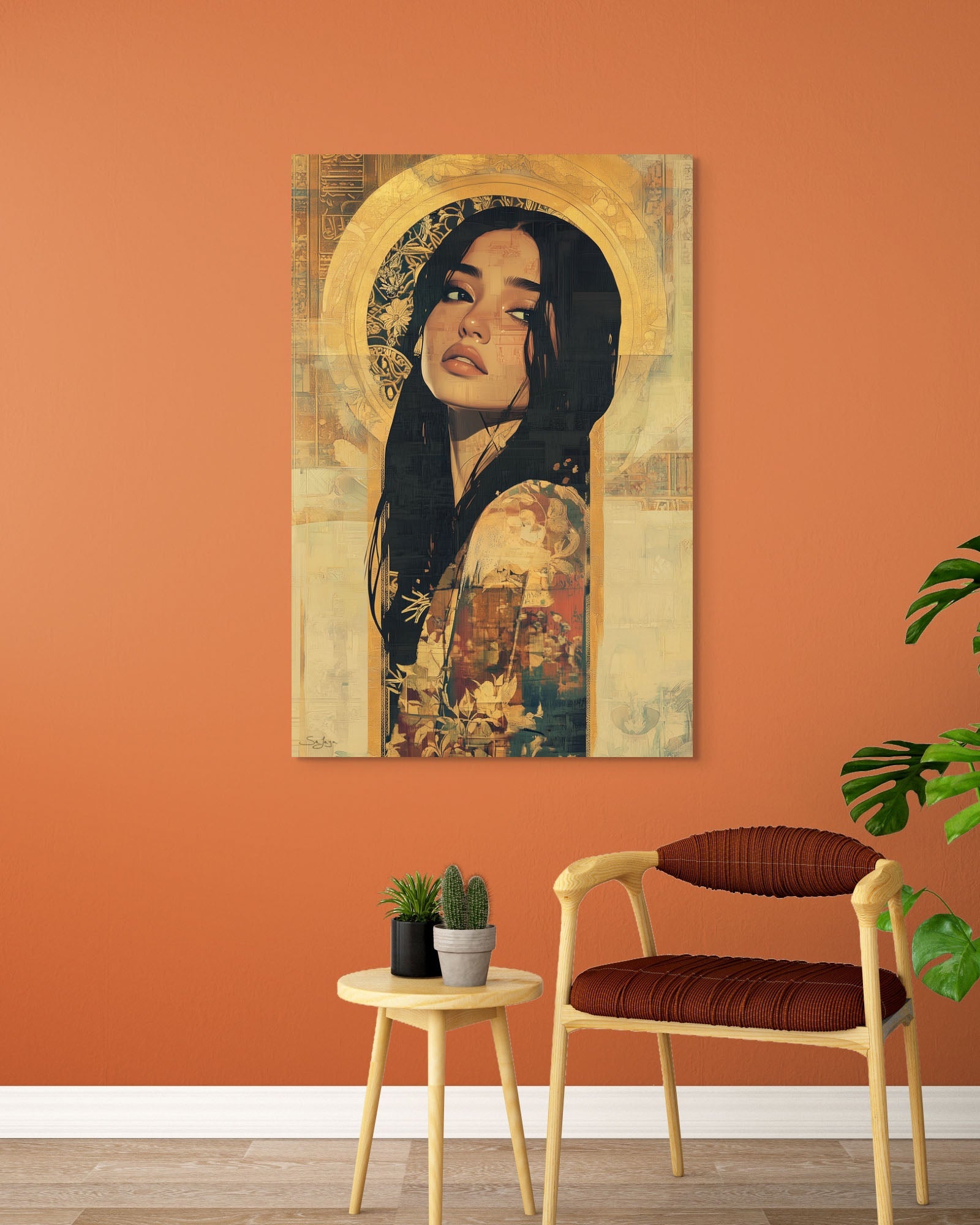 Elegant Nouveau Art portrait of a Saudi woman from Saudi Arabia – Flow Edition V7 by Safaya
