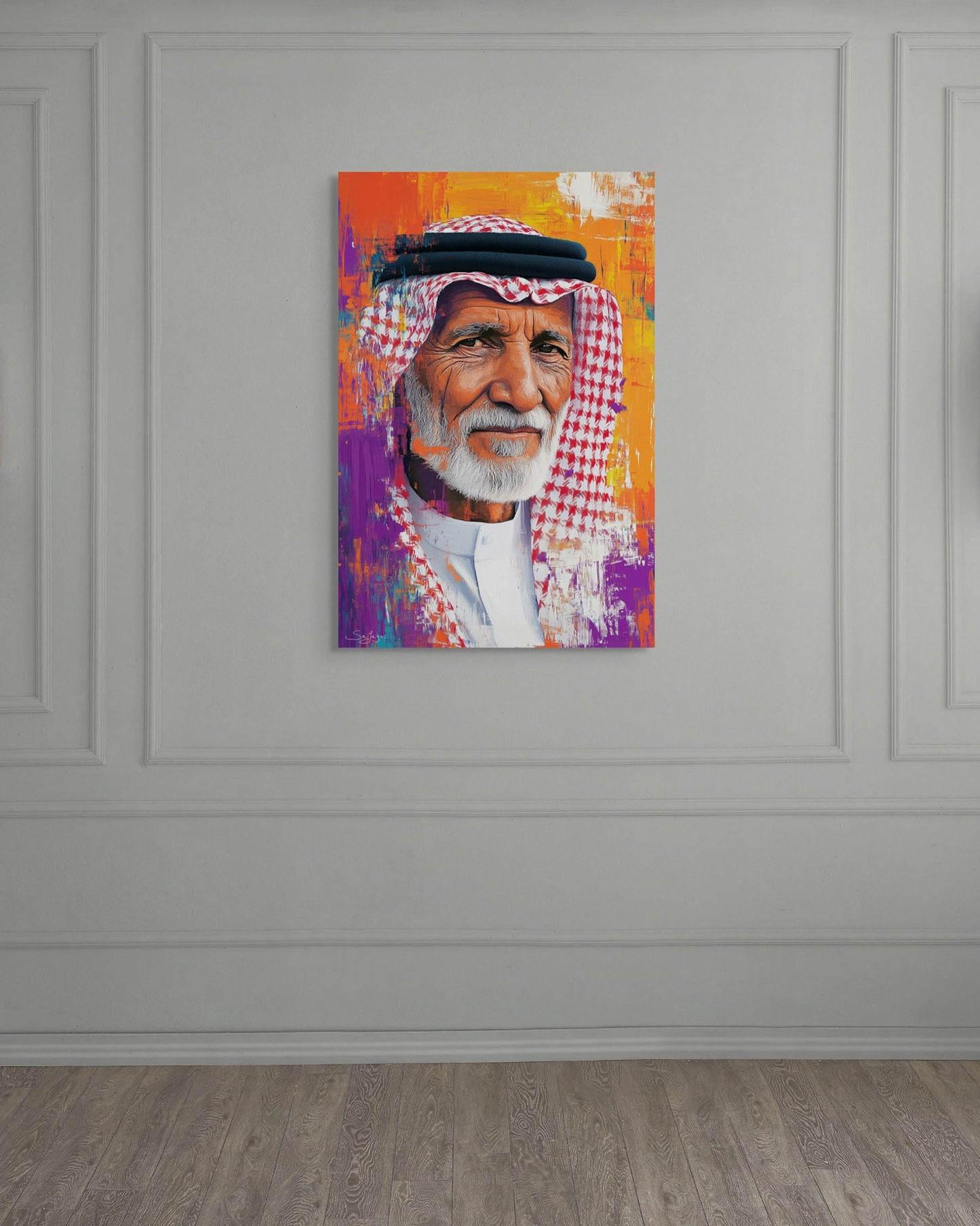 Striking Pop Art portrait of an elderly Saudi man from Saudi Arabia – Flow Edition V2 by Safaya