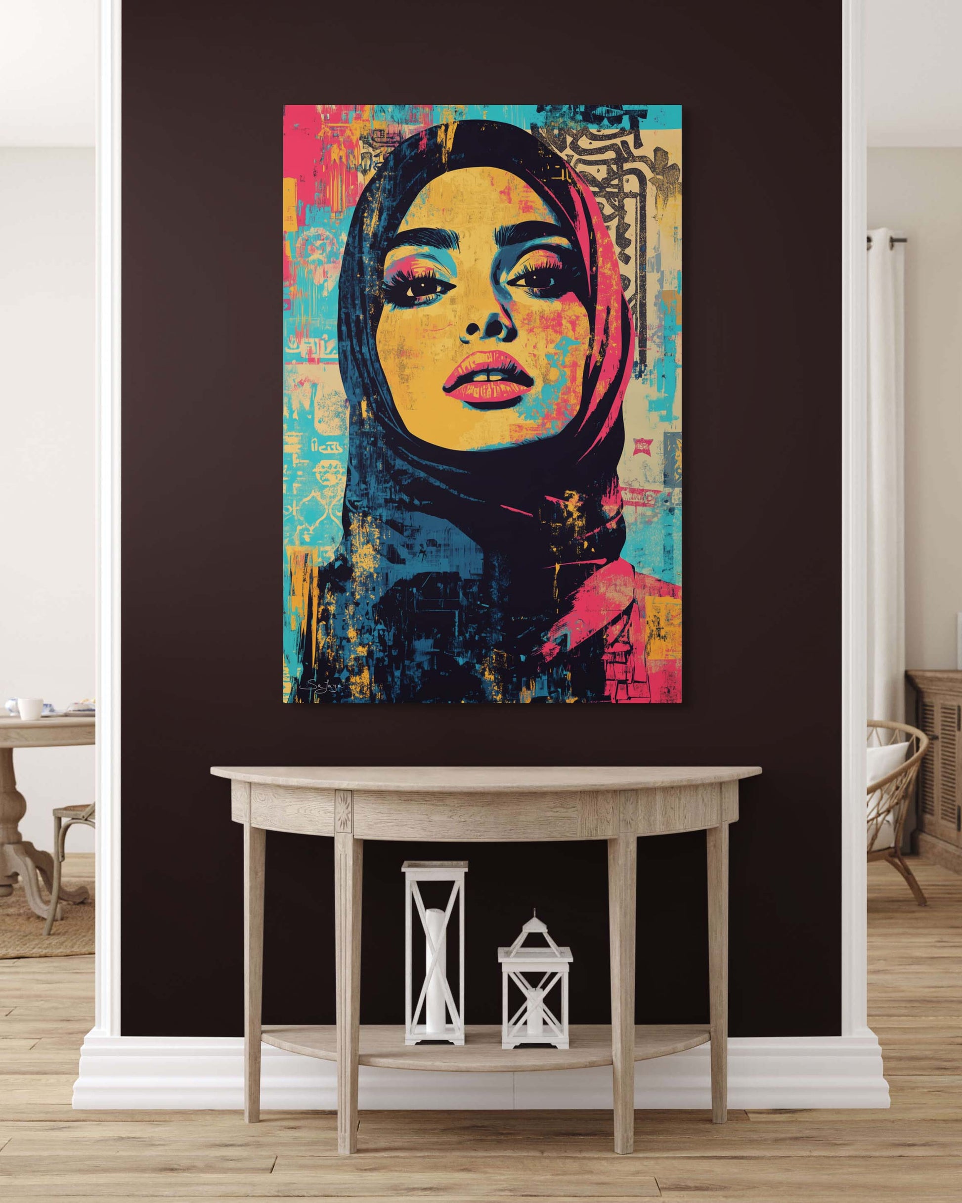 Vibrant Pop Art portrait of a Saudi woman from Saudi Arabia – Flow Edition V4 by Safaya