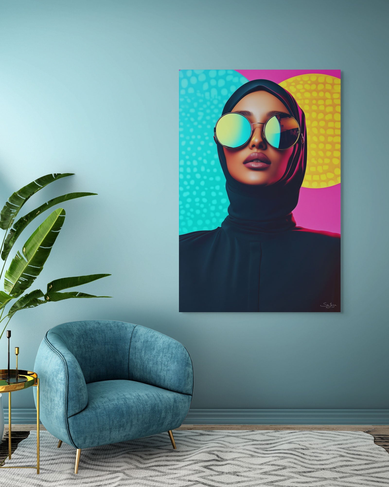 Vibrant Pop Art portrait of a Saudi woman from Saudi Arabia – Flow Edition V5 by Safaya