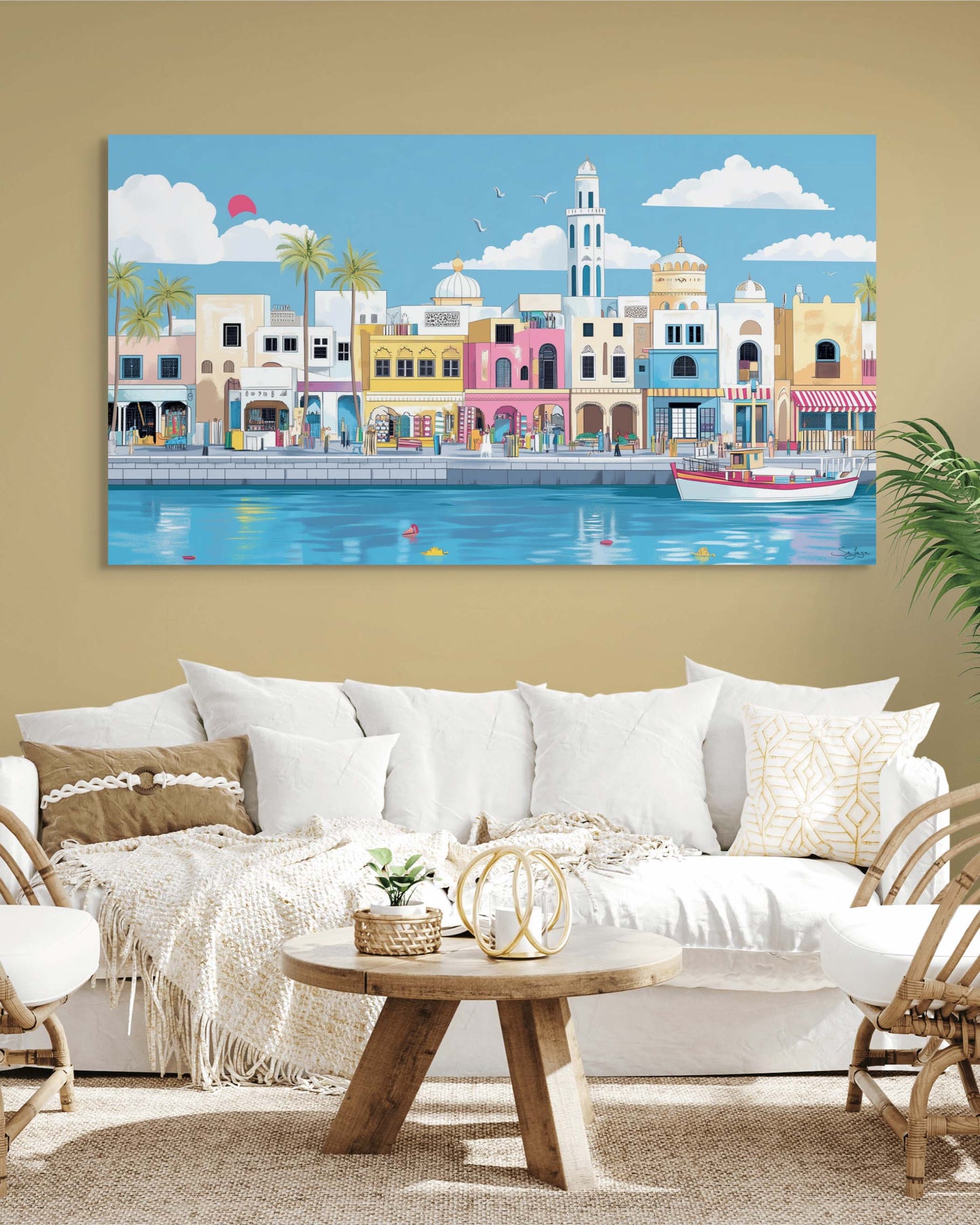 Vibrant Pop Art depiction of Yanbu, Saudi Arabia – Flow Edition V1 by Safaya