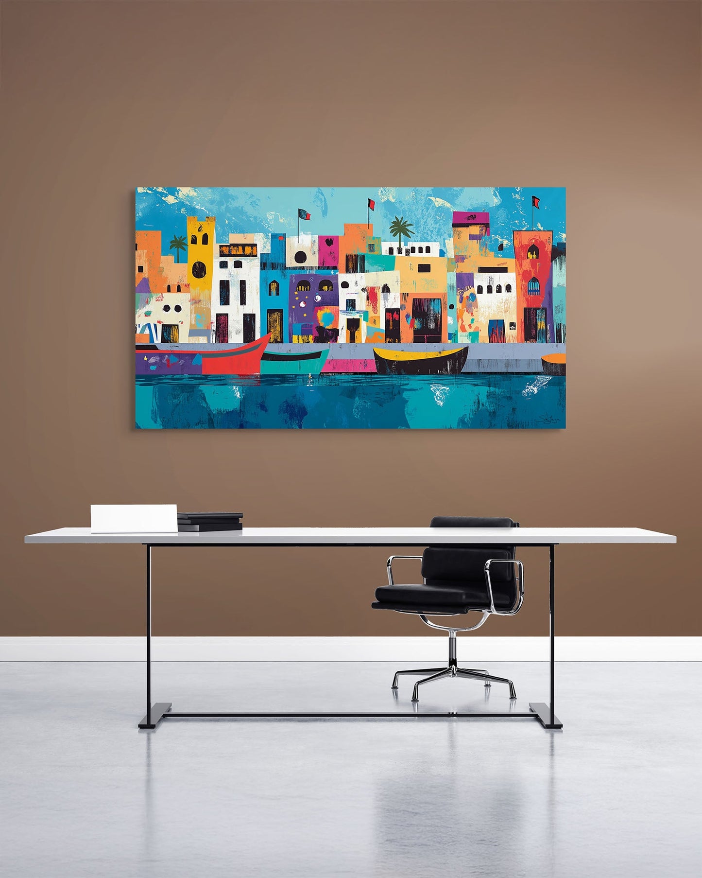 Vibrant Pop Art depiction of Yanbu, Saudi Arabia – Flow Edition V2 by Safaya