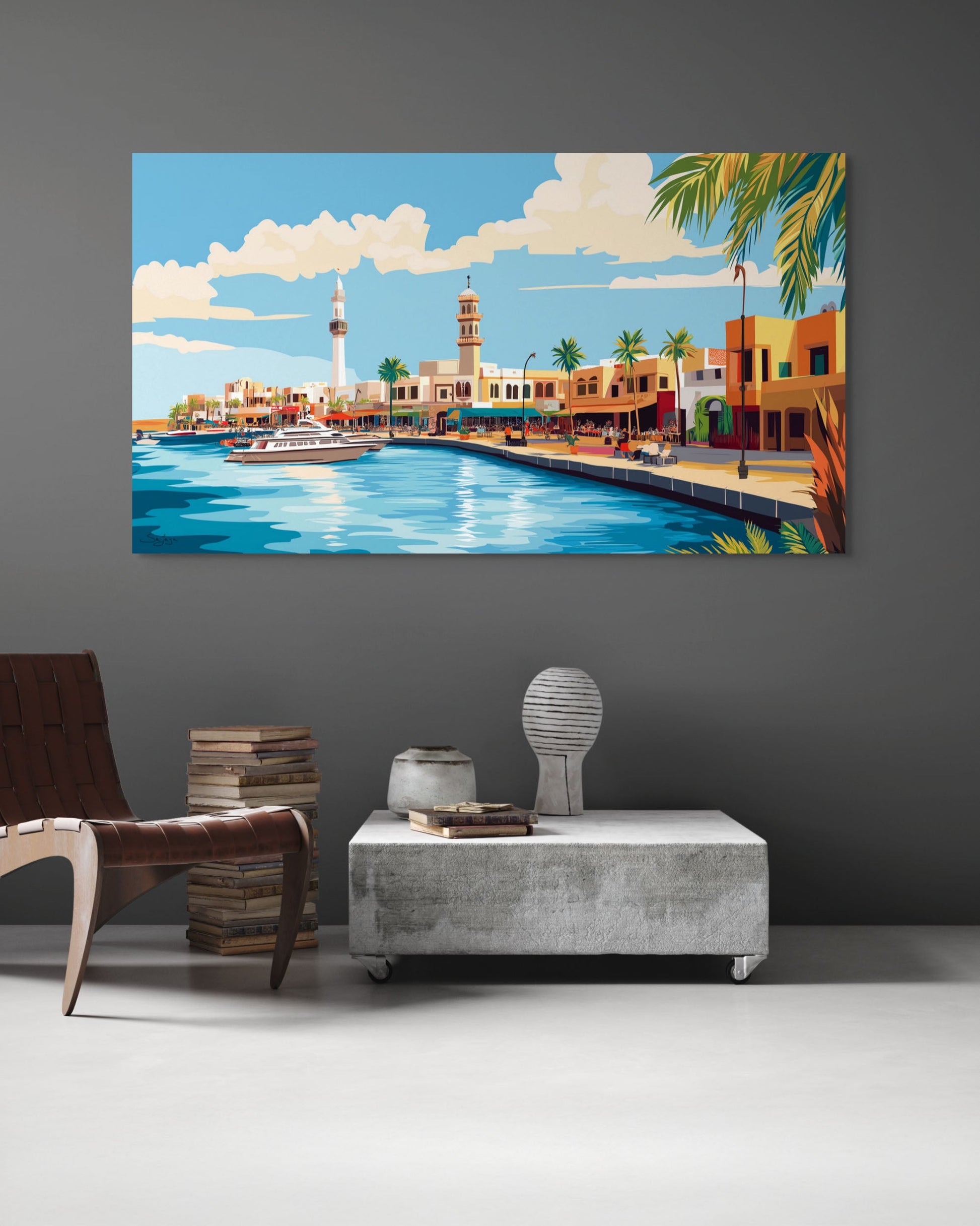 Vibrant Pop Art depiction of Yanbu, Saudi Arabia – Flow Edition V4 by Safaya