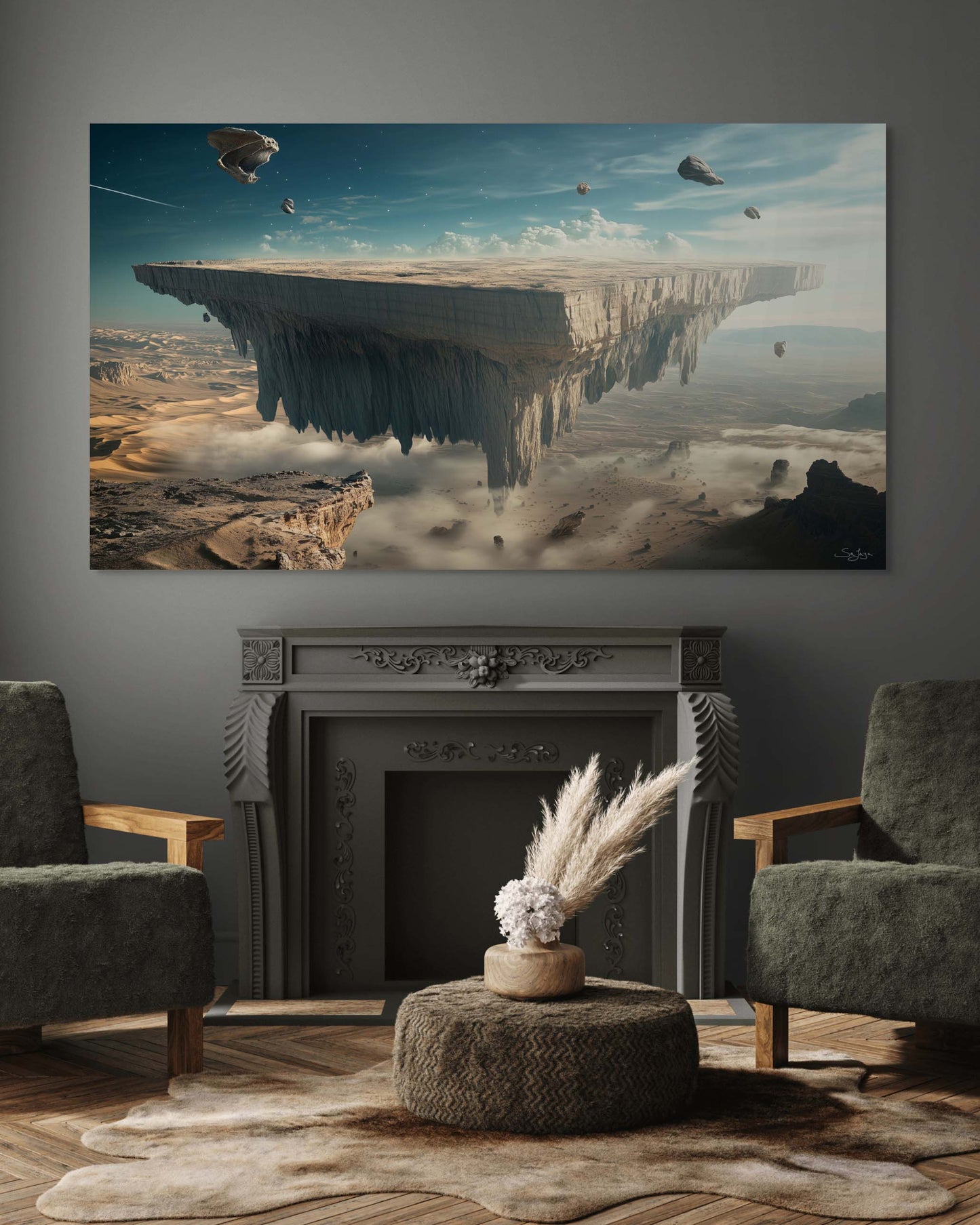 Dreamlike Surrealism artwork of Edge of the World, Saudi Arabia – Flow Edition V1 by Safaya