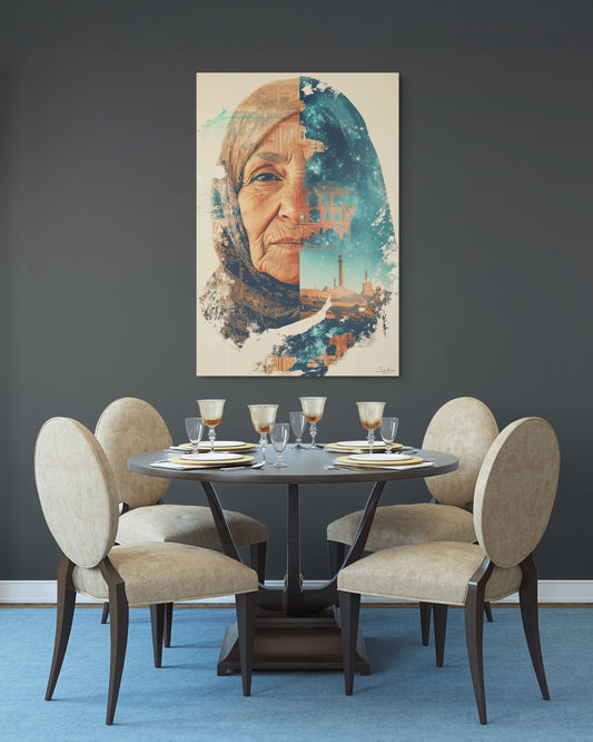 Dreamlike Surrealism portrait of an elderly Saudi woman from Saudi Arabia – Flow Edition V1 by Safaya