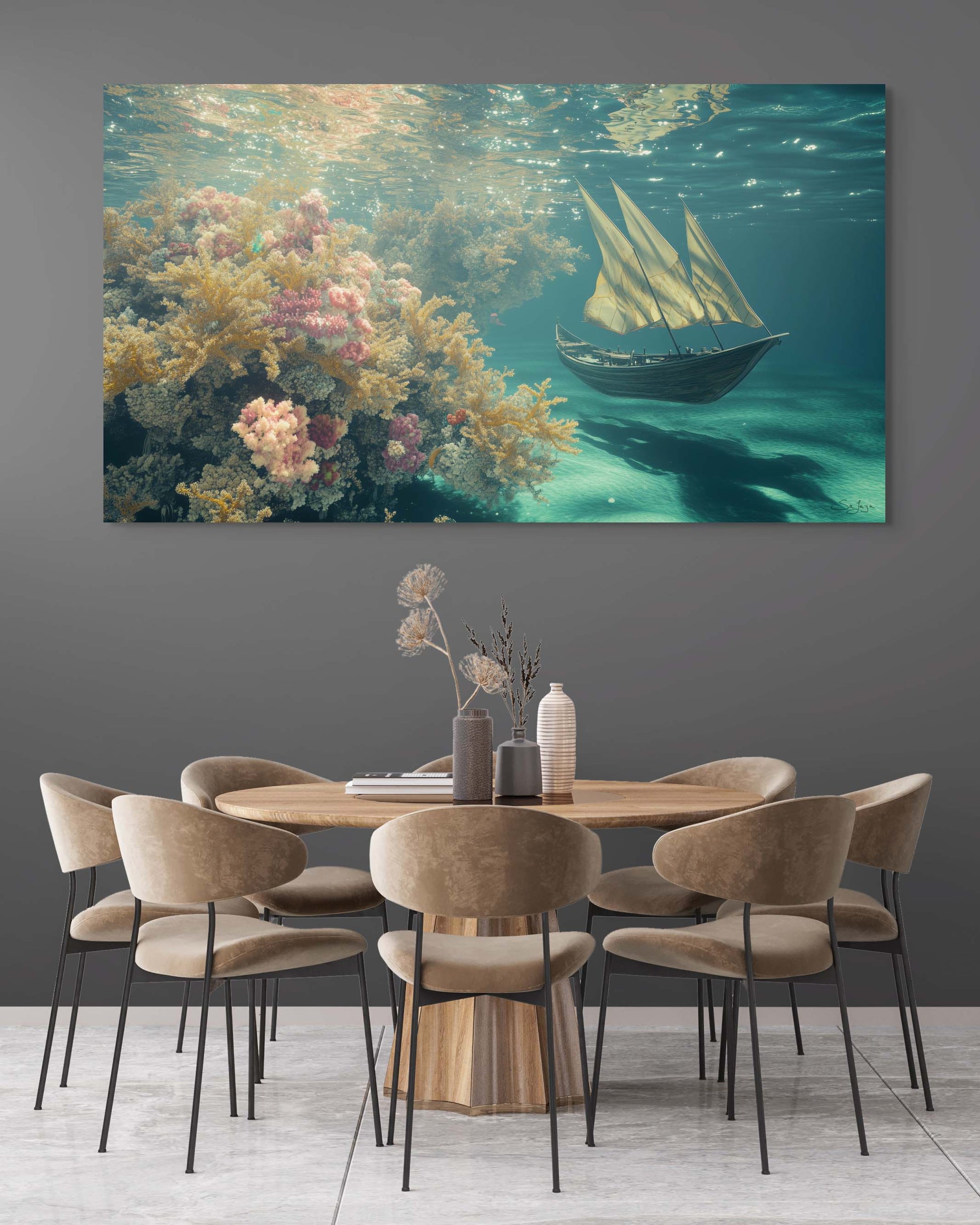 Dreamlike Surrealism artwork of Farasan Island, Saudi Arabia – Flow Edition V2 by Safaya